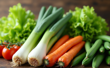 Comment intégrer tolérance et diversité dans votre assiette avec des légumes en L Assortiment de légumes frais en L sur une table en bois