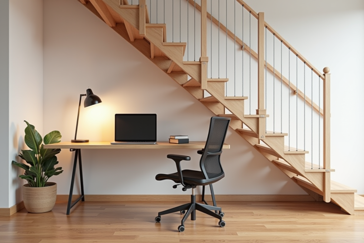 Espace bureau minimaliste sous l