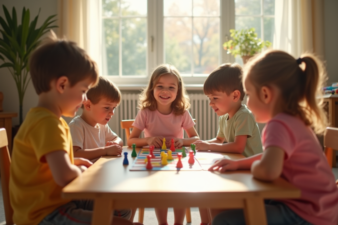 Groupe d'enfants de 3 à 4 ans jouant ensemble