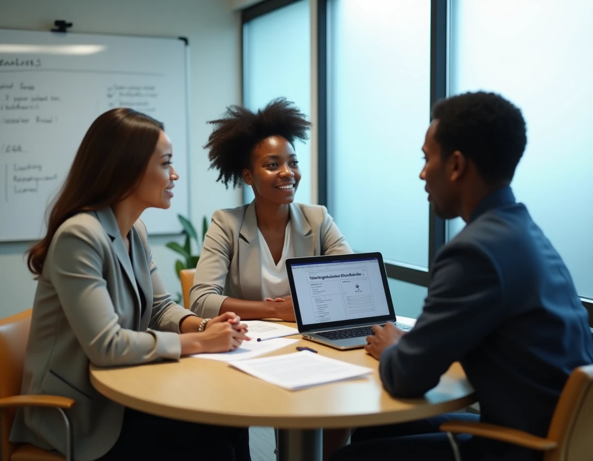 Équipe d'une petite entreprise réunie pour discuter des règles de non-discrimination au travail
