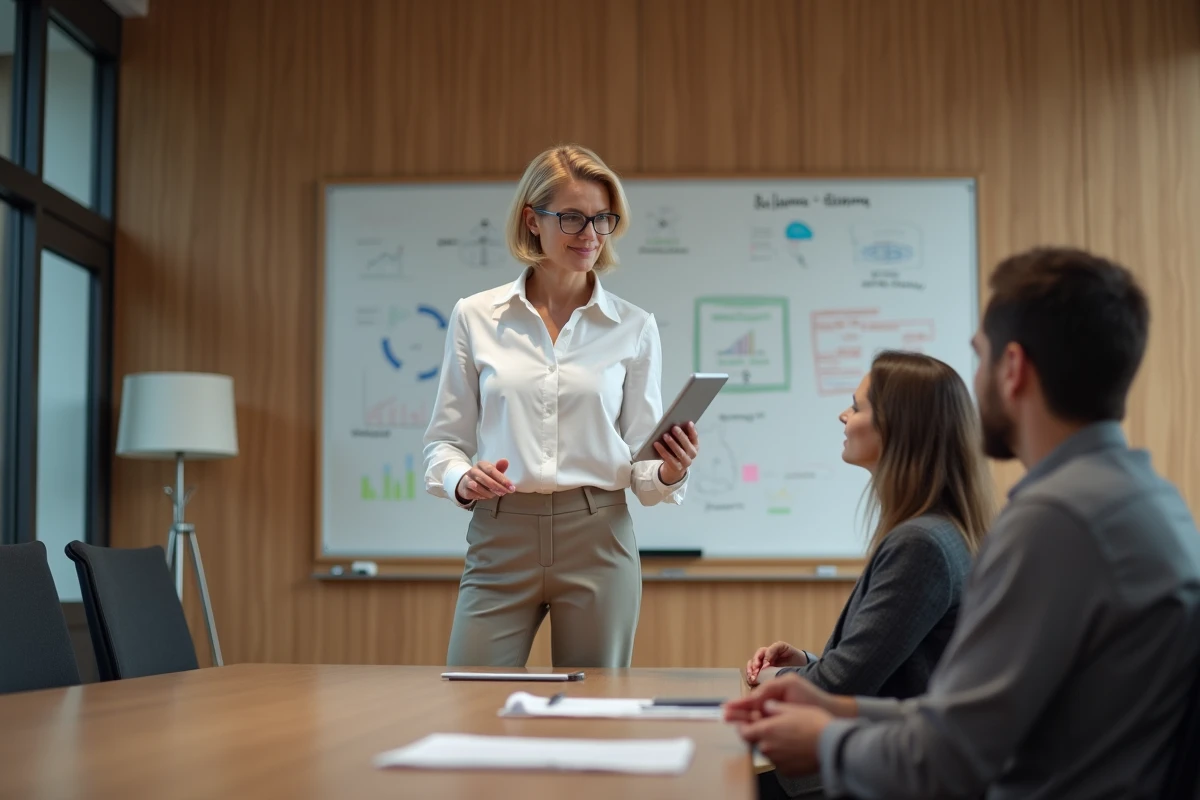 Femme professionnelle expliquant lors d