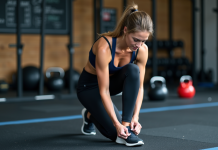 Femme en préparation de CrossFit dans une salle de sport