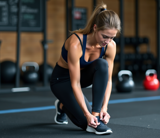Comment préparer le Murph CrossFit : stratégies d’entraînement et conseils pratiques Femme en préparation de CrossFit dans une salle de sport