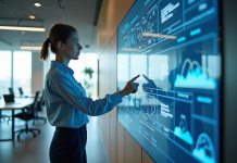 Modèles de déploiement cloud : découvrir les trois principaux types Femme professionnelle devant un mur d'écrans de déploiement cloud