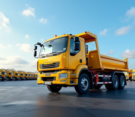 Camion-grappin d’occasion : les meilleures offres en 2025 Camion grue jaune neuf dans un concessionnaire en journée