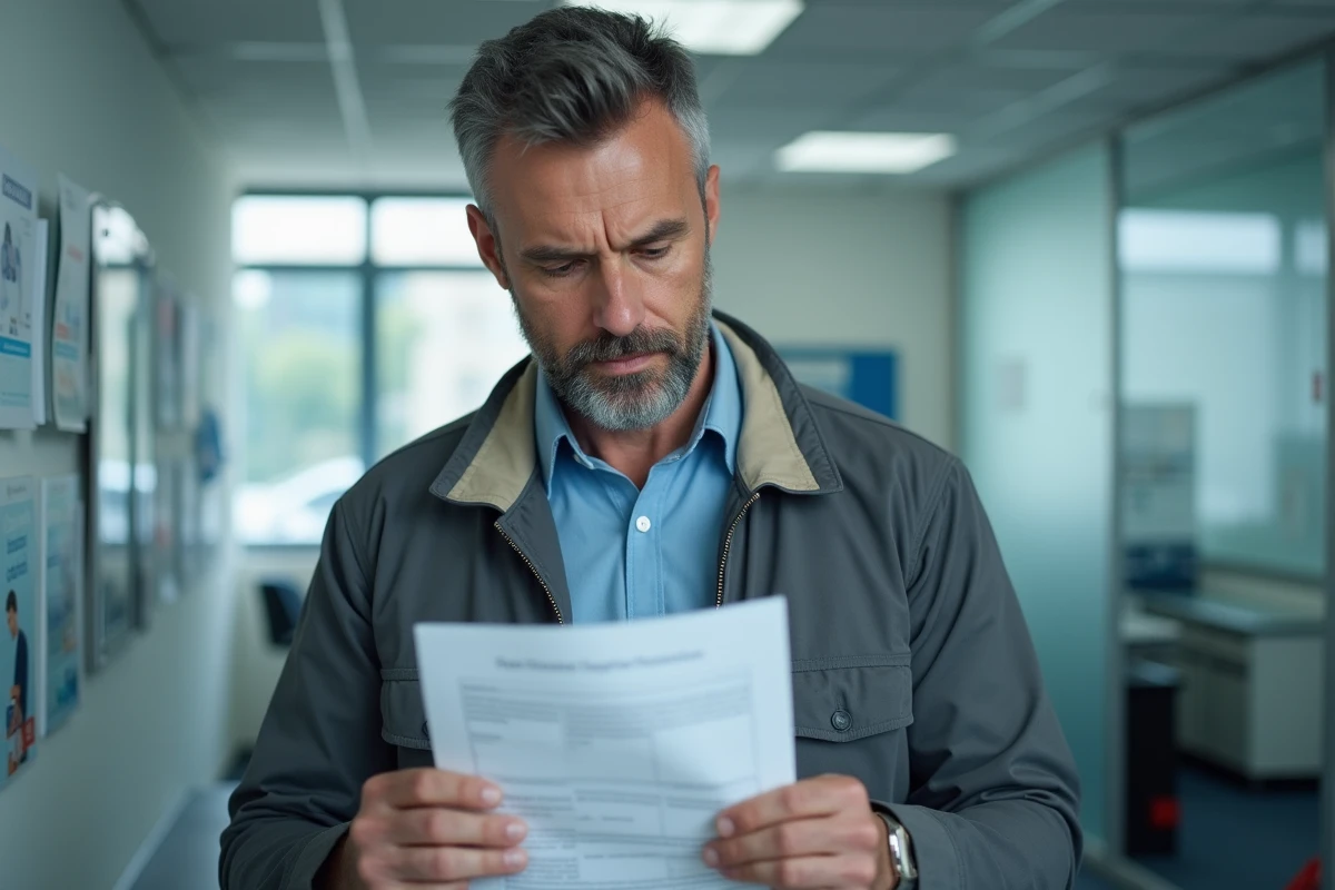 Homme vérifiant un document dans un accueil de laboratoire