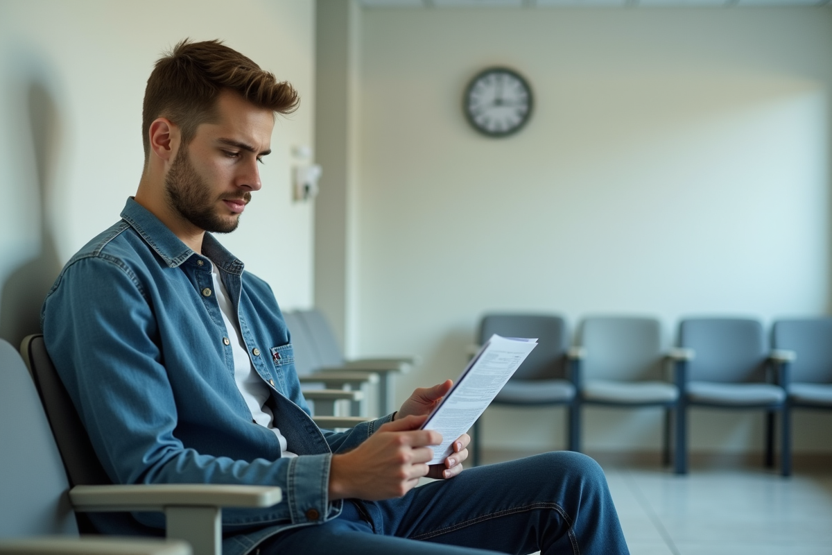 Jeune homme dans une salle d