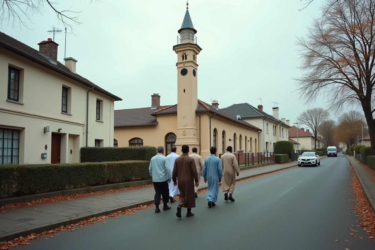 Fidèles se dirigeant vers la mosquée de Mantes-la-Jolie pour la prière du vendredi
