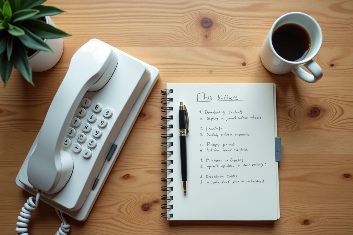 Téléphone fixe sans fil et notes manuscrites pour configurer la messagerie Free